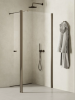 NEW TRENDY Kabina prysznicowa 50x195 New Soleo Gunmetal Brushed, walk in, z dodatkową ścianką K-2265